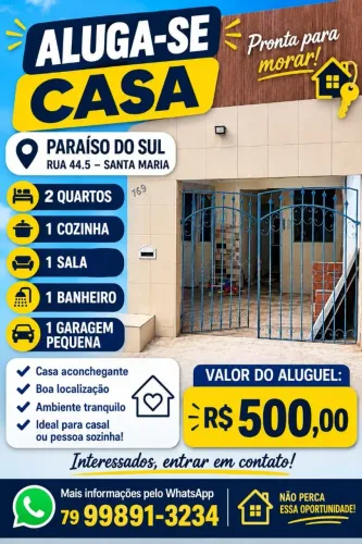 Aluga-se casa no Santa Maria