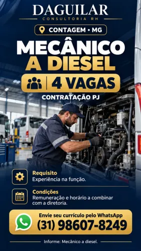 Mecânico Diesel com experiência em ônibus - PJ - Contagem/MG