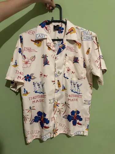 Camisa masculina estampada tropical | Manga curta
