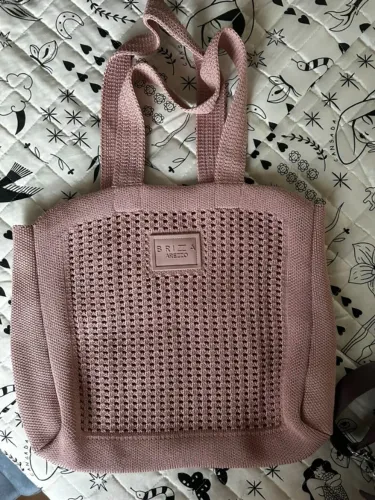 Bolsa Brizza Arezzo em tricô rosa