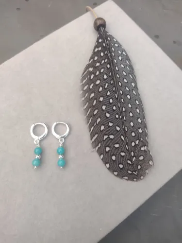 Brinco em Prata com Pedra Amazonita