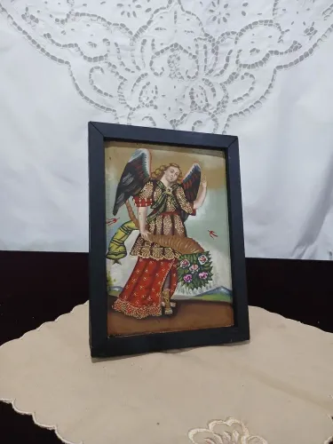 Antigo Quadro com Pintura de São Gabriel Arcanjo