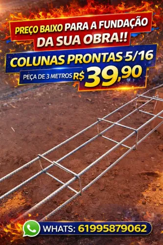 A pronta entrega colunas ferro 5/16 promoçao 3 metros a vista R$39,90