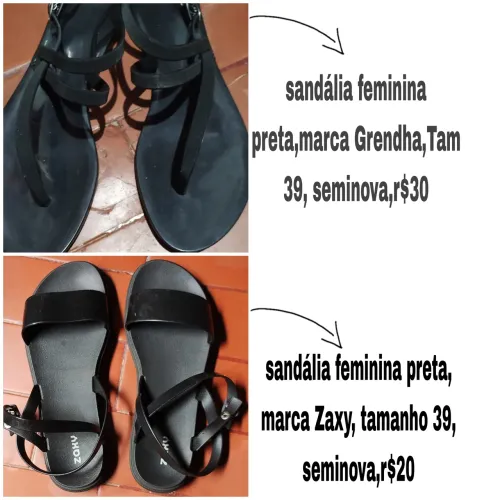 Sandália feminina Tam 39 as duas seminovas valores entre r$20 e r$30