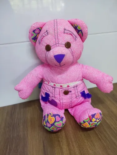 Rakugaki Bear Boneco Urso De Tecido Trazido Do Japão 40 Cm Rosa-chiclete 