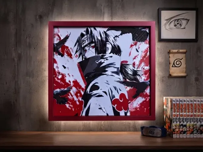 Quadro Itachi Uchiha em Relevo 20x20 e 10x10cm