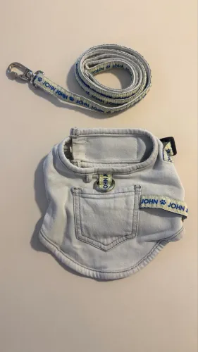 peitoral e guia pet john john jeans tam P