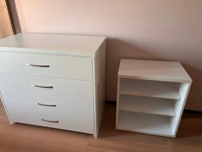 Cômoda Branca 4 Gavetas + Nicho Organizador / Sapateira (Conjunto)