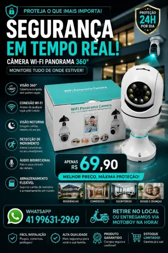CÂMERA DE SEGURANÇA LÂMPADA WI-FI DIRETO NO SEU CELULAR.