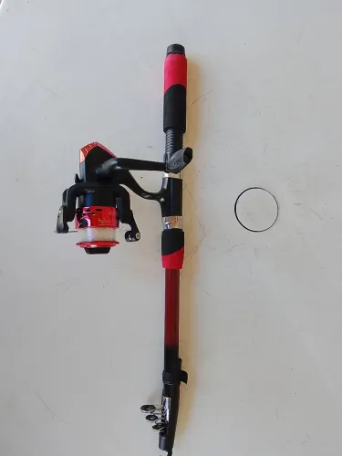 Varinha d pesca telescopia 1,80 completa molinete e 10 anzóis