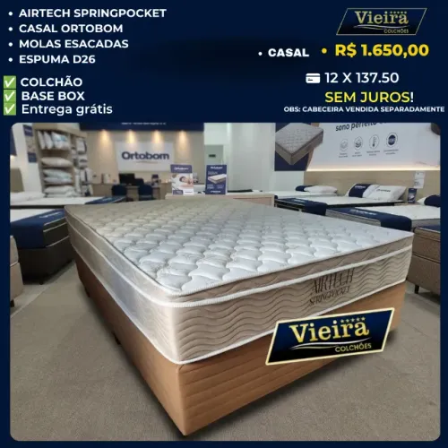 Cama casal colchão molas ensacadas ortobom entrega grátis + brindes