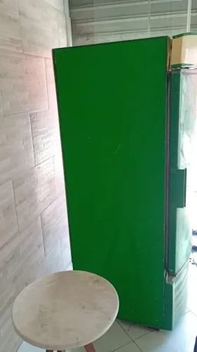 Um freezer vertical e um Caixa térmica de 360 litros