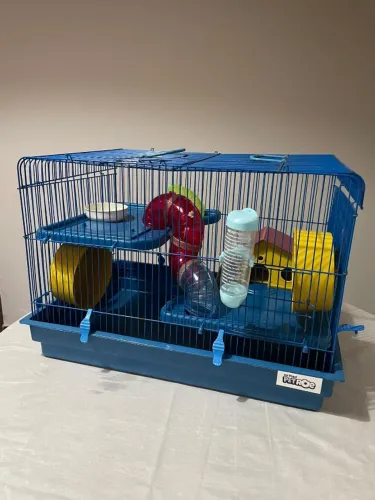 Gaiola Hamster Grande Big Space Jel Plast 2 Andares, Azul