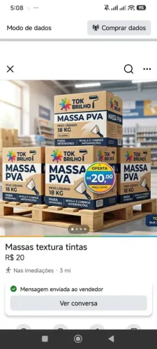 Vendas de tintas massa e textura