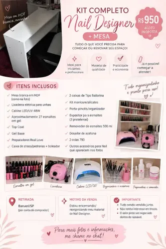 KIT NAIL DESIGNER + MESA
