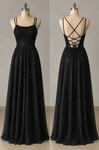vestido preto brilhoso de festa 