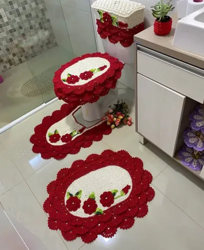 Conjunto de banheiro em crochê