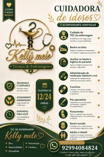 Cuidadora de idosos e acompanhante hospitalar 