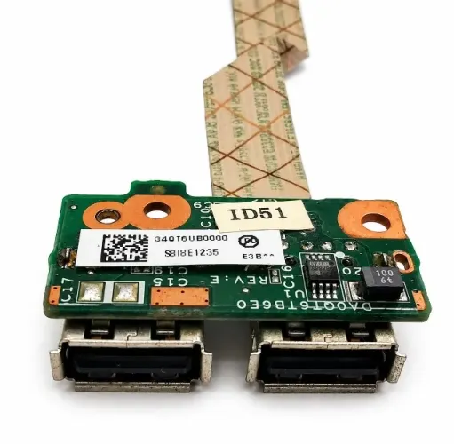 Placa Conectora USB Dupla com Cabo Flat para Notebook HP DV5 DA0QT6TB6E0 34QT6UB0000