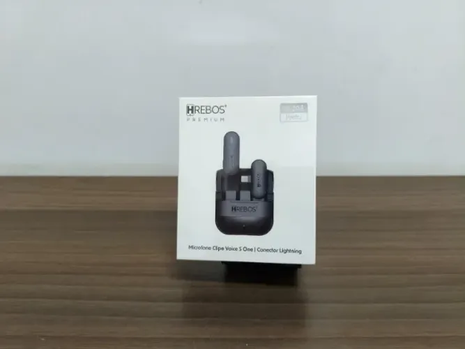Microfone de Lapela Hrebos, sem fio, Clip Voice S One, 70 mAh, Lightning