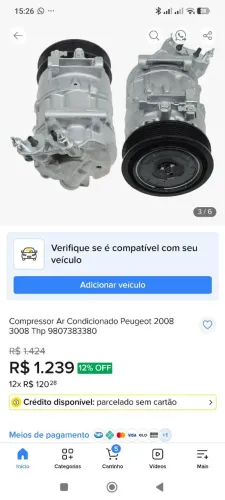 Compressor ar condicionado Peugeot 