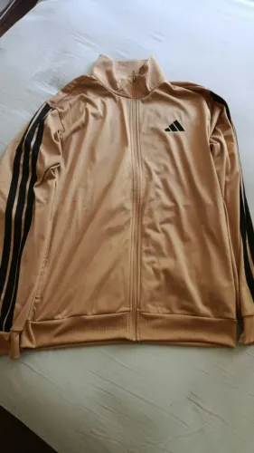 Jaqueta / Blusão Adidas Essentials 3 Listras - Bege (Tamanho L / G)