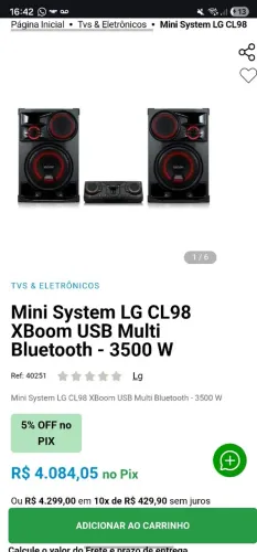 Mini System LG CL98 XBoom USB Multi Bluetooth - 3500 W