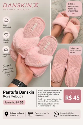 Pantufa Danskin Rosa Felpuda - Tam. 36
