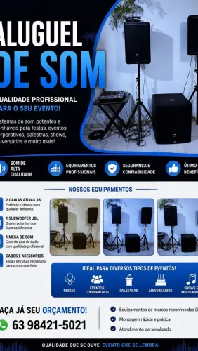Aluguel de som para eventos religiosos, festa e eventos corporativos.