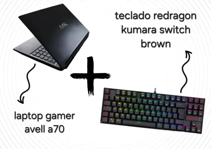 Laptop gamer avell a70 + teclado redragon kumara switch brown 