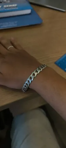Pulseira de prata 925, 21cm, malha Grumet Grumetada