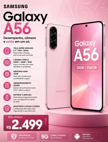 Samsung Galaxy A56 12GB 256GB Rosa Novo Lacrado