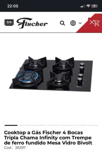Fogão cooktop Fischer 