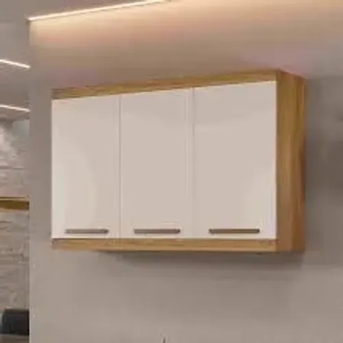 Armario Aéreo Talisma 3Pts Cinamomo.Off White Arte Moveis - Entrega Rápida!