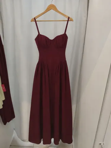 Vestido Longo Feminino Vinho/Bordô - Tamanho único