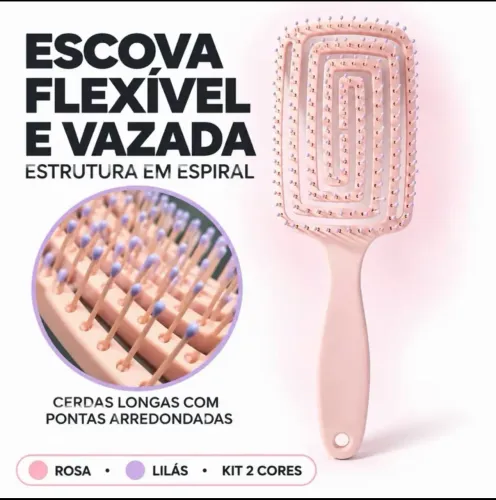 Escova De Cabelo Desembaraçadora Flexível Profissional Anti Frizz