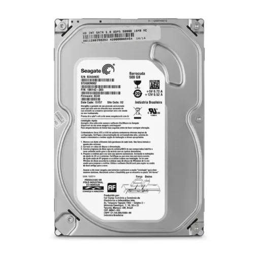 HD Interno Seagate BarraCuda 500GB 3.5 SATA III 7200RPM