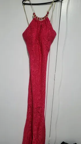 Vestido long p renda pink rosa