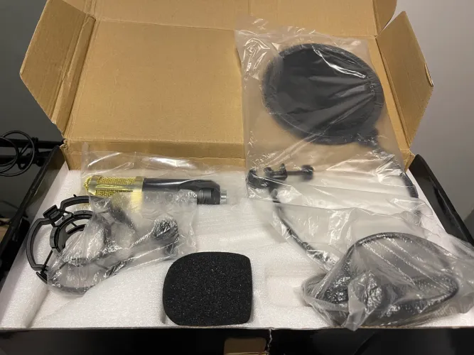 Microfone bm-800 + phantom power + cabo XLR