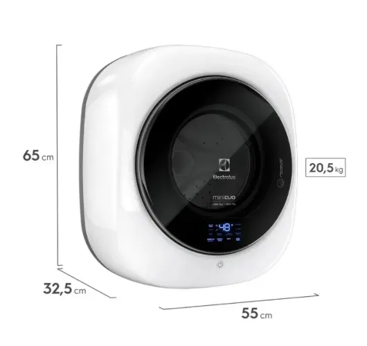 Mini Lava e Seca Electrolux 3kg Branca Compacta de Parede com Água Quente (LSE03)