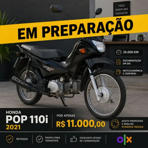 Honda Pop 110i 2021 Preta | 35 Mil Km | R$ 11.000