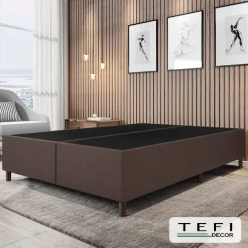 Cama Base Box Casal Courvim Marrom
