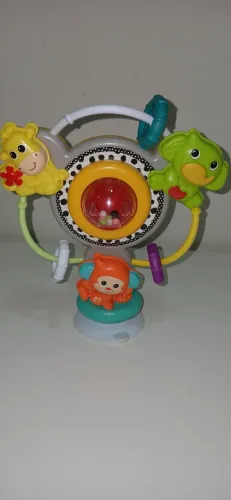 Brinquedo interativo Roda Giratória com chocalho e base sucção Fazendinha Infantino