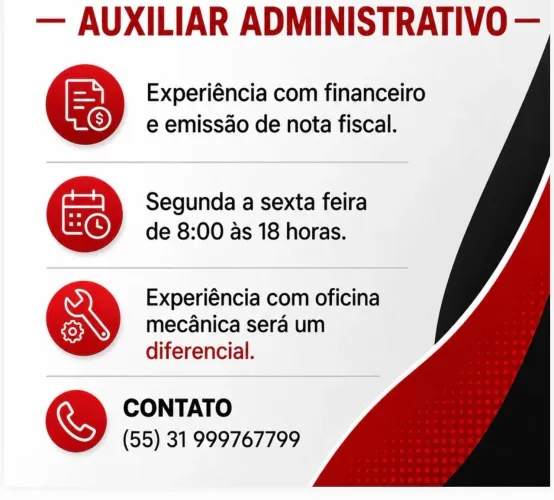 Vaga para auxiliar administrativo com experiência