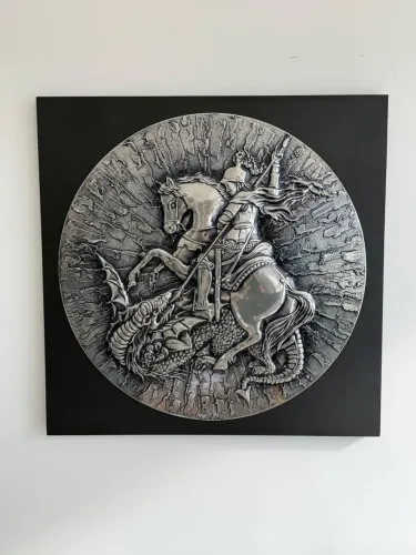 Troco ou vendo - Quadro de São Jorge Matando o Dragão - Alto Relevo 3D