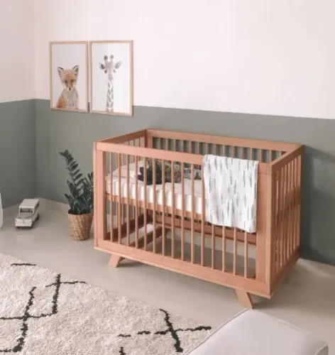 Berço Cama Kaike de Madeira Maciça com Colchão 