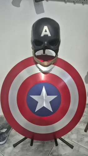 Escudo e Capacete Capitão América - Tamanho Real - Acabamento Premium