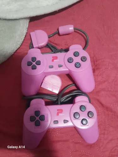Controle rosa para ps2 joystike com fio