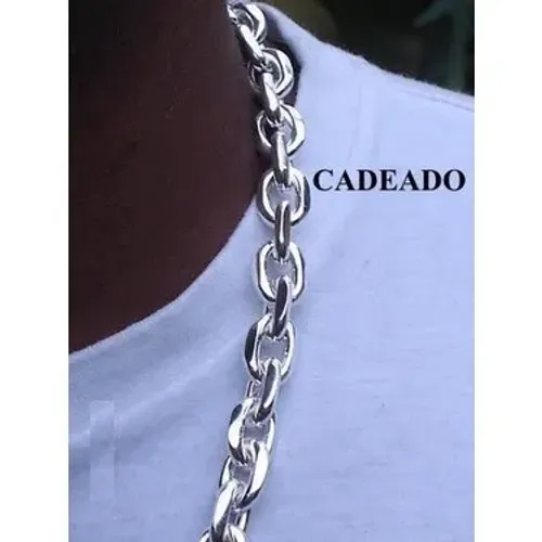 Cordão de Prata 950 Elos Cadeado 110 Gramas 60 cm 8 mm de Largura