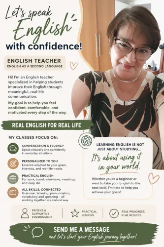 Professora para aulas particulares de inglês online.